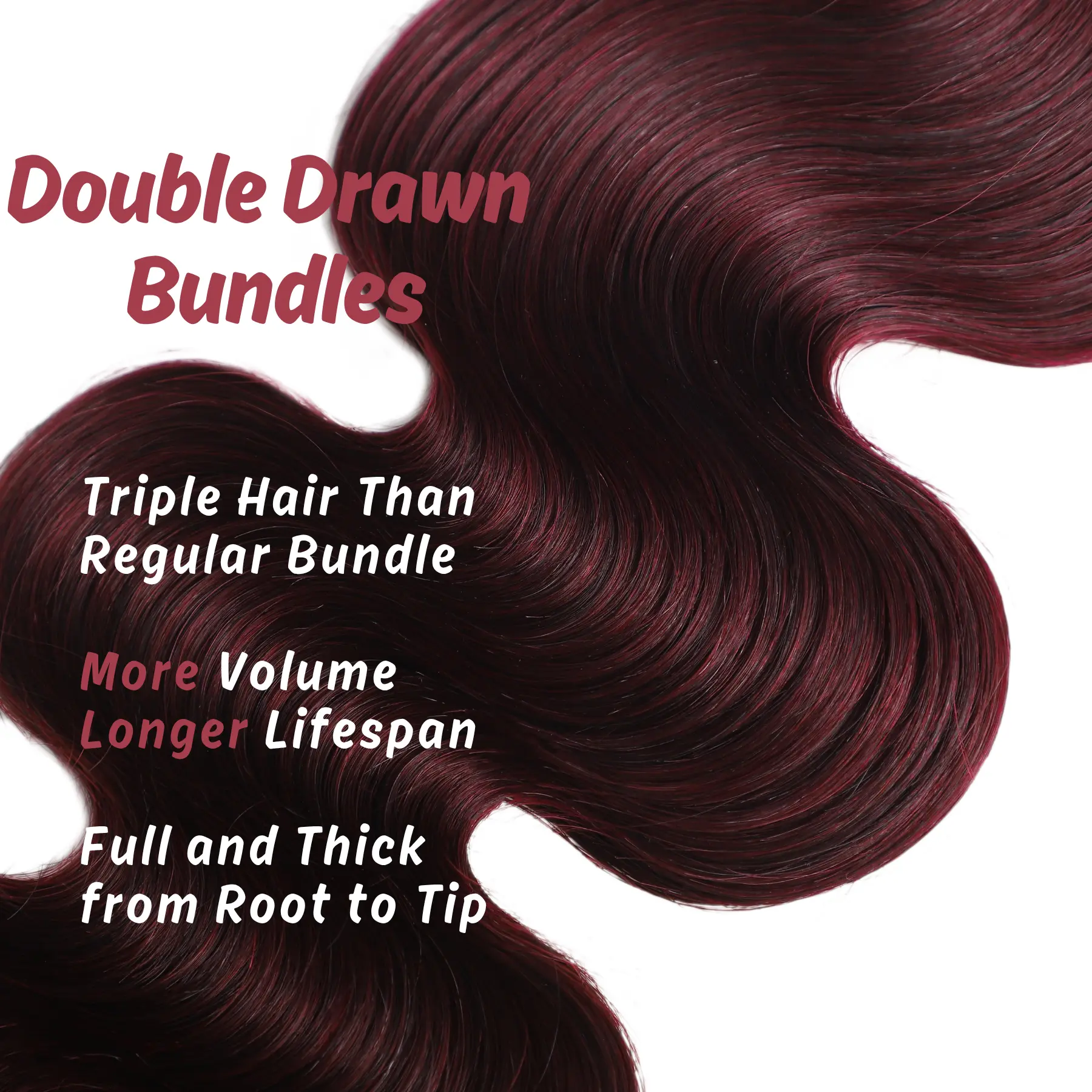 NEW IN】ALHER Double Drawn 15A Dark Burgundy 3 Bundles with 