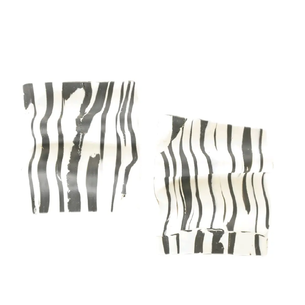 LYNDSAY- Zebra Striped Polymer  Statement Earrings