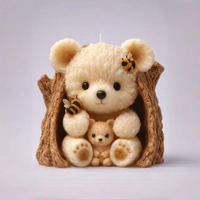 Warm Companion Teddy Bear Baby Bear Tree Stump Mold, Candle Wax Burner Making Mould, Mother's Day Home Decor Handmade Gift Silicone Mold, Handmade Crafts, Silicone Molds For Crafts