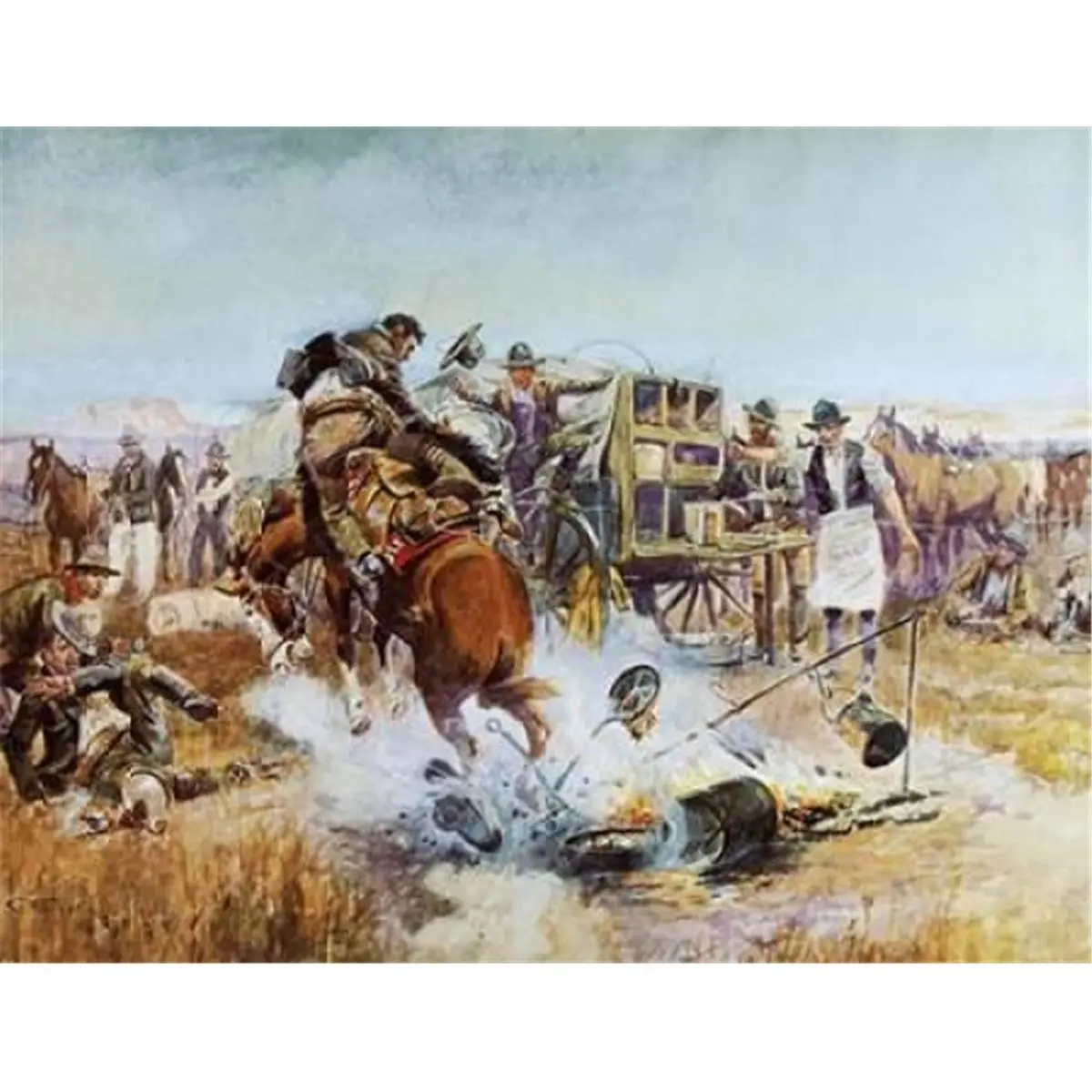 Bronc To Breakfast Poster Print by Charles M. Russell - 11 x 14 - Small