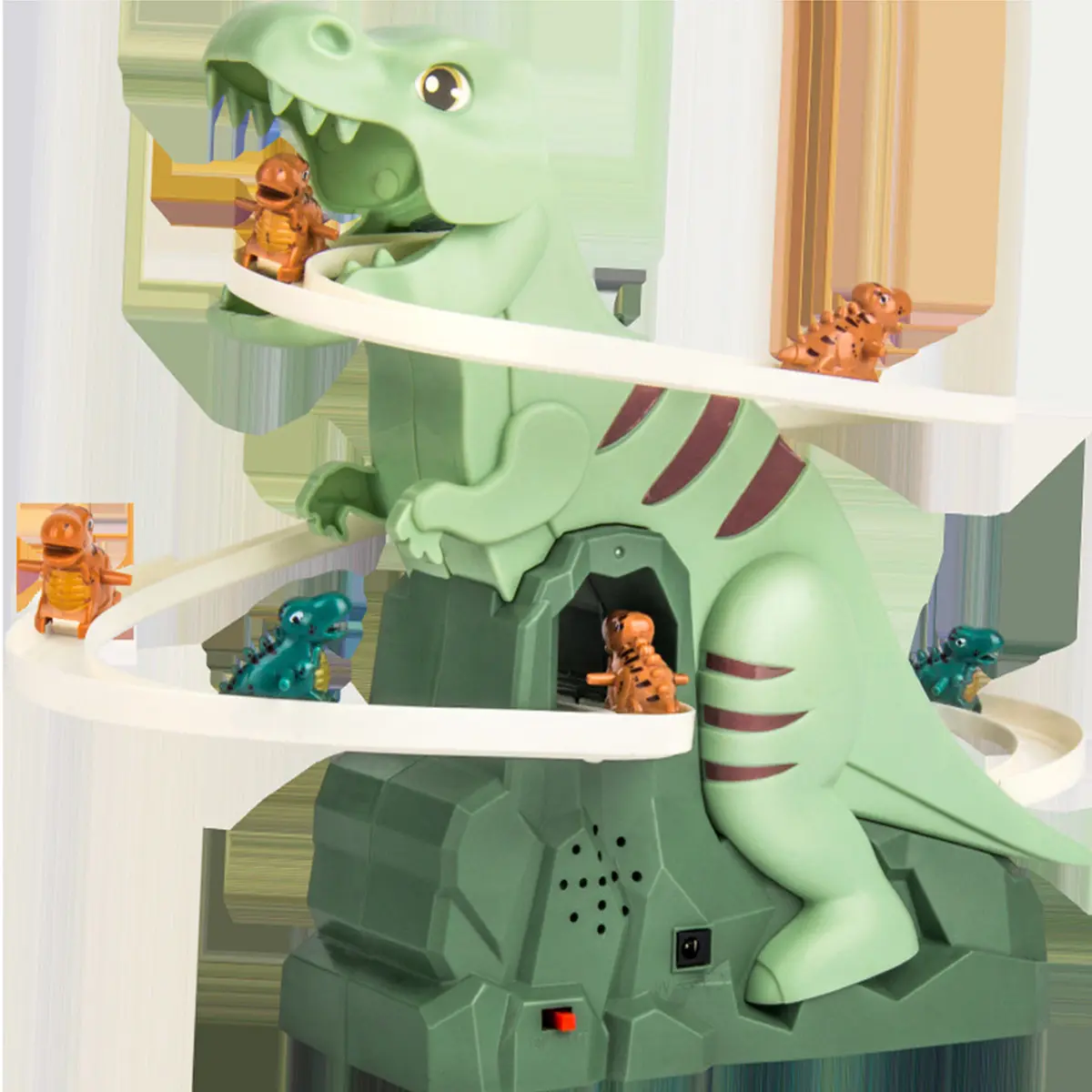 【Deals For You Days】Luminous car track children's toy,dinosaur track toy, dinosaur chase track game, track slide toy, stair climbing toy, dinosaur roller coaster toy with lights and musictoy