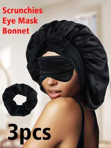 Unisex Sleep Mask Set, Breathable Mesh Cap & Hair Tie Combo, Long Hair Accessories, Daily Sleeping, Gift for Holidays, Beauty & Hair Care, Sleep Eye Mask