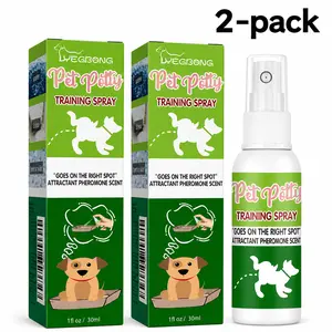 [2 Bottles] Dog & Puppy Potty Training Spray, Natural Plant-Based Attractant Corrector with Lavender Oil & Hydrogenated Castor Oil, 1 fl oz Fast & Simple 2-Step Training Guide Spray for Indoor Housebreaking