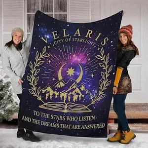 Velaris City of Starlight Flannel Blanket - Bookish Fantasy Throw for Book Lovers, Night Court Aesthetic
