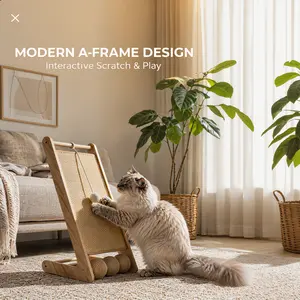 Vertical Cat Scratcher with Sisal Mat, 2-in-1 Interactive Toy with Hanging Ball & Roller, Protect Your Furniture, Durable Scratching Post for Large Indoor Cats fathersdaygiftideas