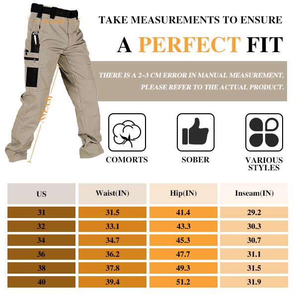 HOMUG Men's Solid Color Tactical Work Pants,230g/m² new fabric,with Multiple Pockets and Zipper Closures, Durable Outdoor Training Pants, Available in Multiple Colors, Fishing, outdoor activities, work, hiking, camping,Suitable for Spring and Autumn Wear.