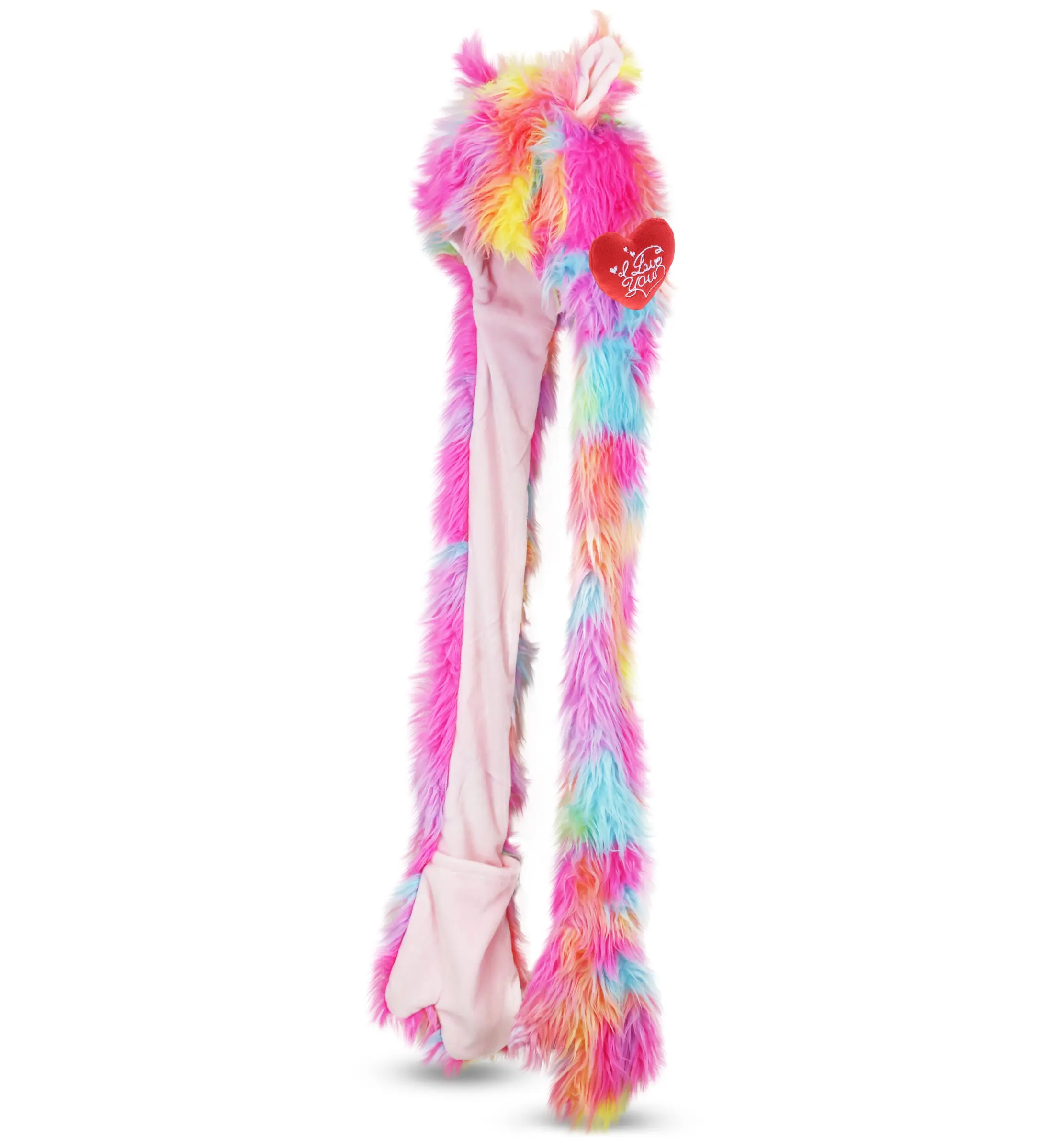 Unisex 3-Pieces Rainbow Animal-Themed Polyester Hat-Scarf-Mitts Set, 37in Super Soft Adult Fashion Accessory, Ideal Valentine's Day-Anniversary Gift with Red "I Love You" Heart, Valentine's Day Gift