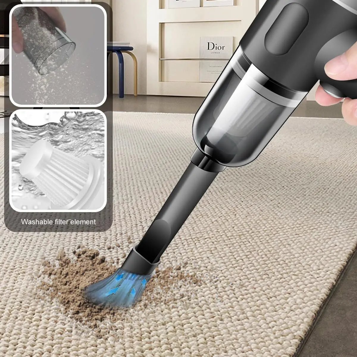 Mini Portable High-Power Car Vacuum – USB Rechargeable & One-Click Operation