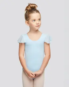 Girls Flutter Sleeve Cotton Dance Leotard
