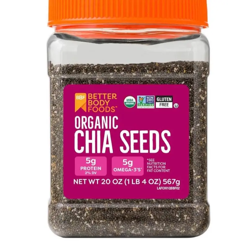 Organic Chia Seeds 20 Oz, Omega-3 & Fiber, Pudding, Smoothies, Oatmeal