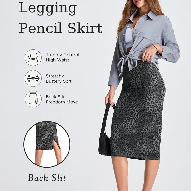 THE GYM PEOPLE Women's High Waisted Tummy Control Stretchy Bodycon Midi Pencil Skirt - Shape Wear with Back Slit, Sporty Chic Women's Fashion Work Clothes for Business, Sports Outdoor Bottom, High Waisted Skirt, Skirts