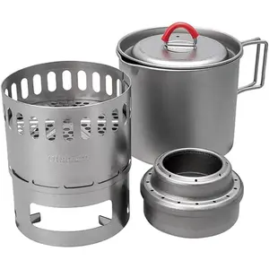 Titanium Lightweight Camping Mug Pot Stove Set, 500