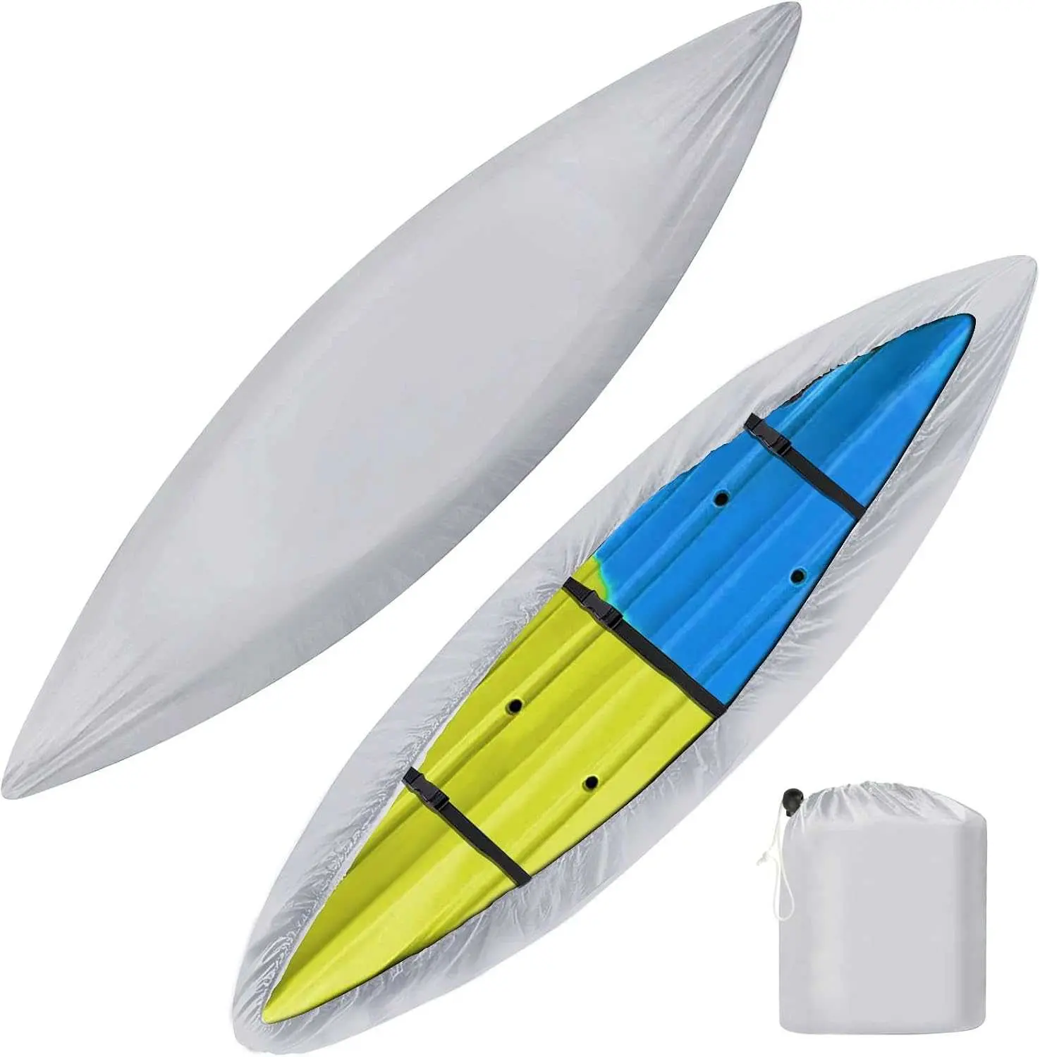 iCOVER Kayak Cover, Waterproof Kayak Covers for Outdoor Storage, Heavy Duty Canoe Dust Storage Cover, UV Resistant Fishing Boat Cover for 16 DL260808A27
