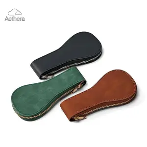 Aethera PU Leather Watch Storage Box Single Case with Secure Zipper Portable Travel Organizer Pouch for Men Women 3 Colors Green Black Brown Dustproof Watch Bag Ideal Holiday Gift