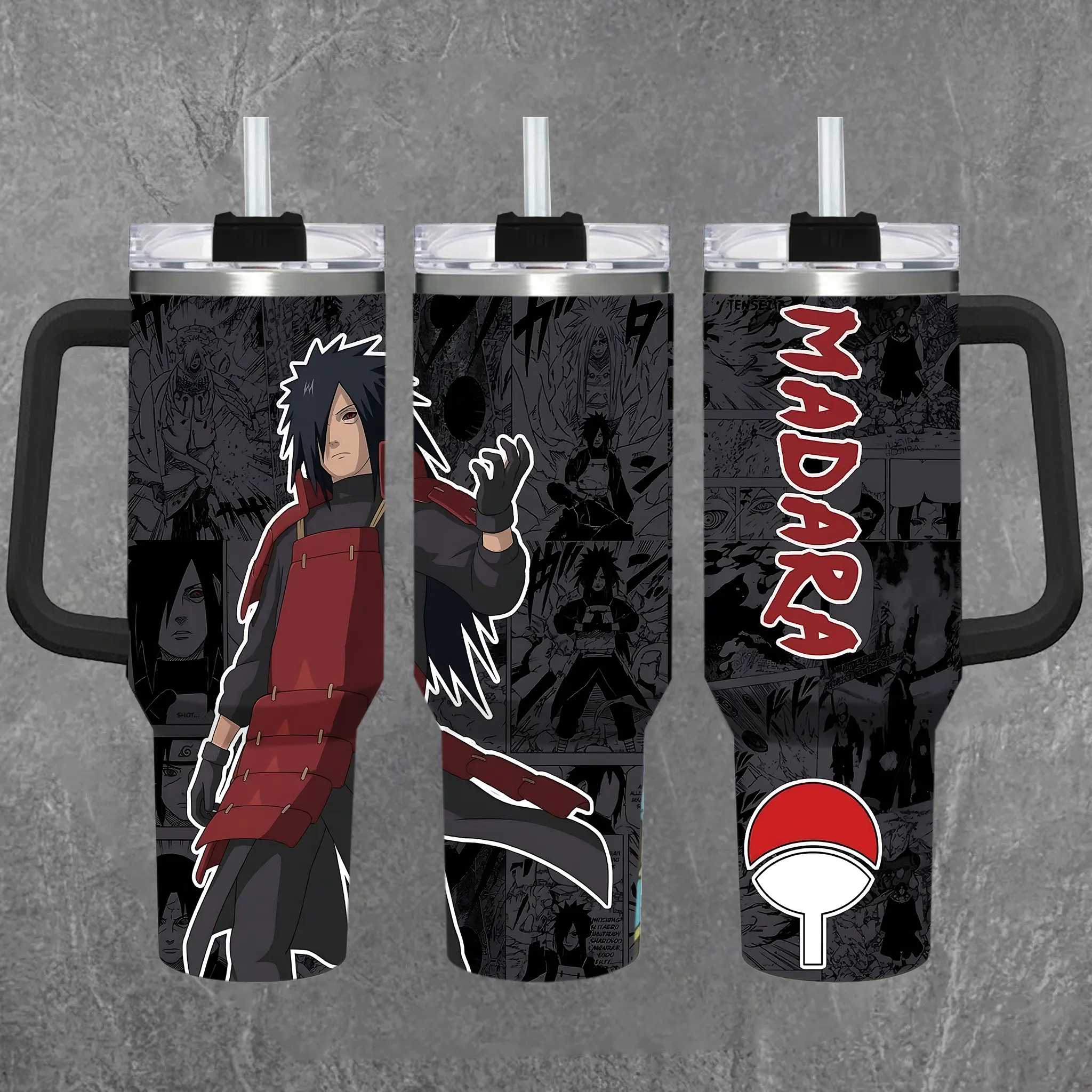 [Otaku Sip] Madara Uchiha “Ghost of the Uchiha” Naruto 20oz & 40oz Tumbler With Handle – Legendary Shinobi Stainless Steel Travel Mug, Eternal Mangekyo Sharingan Anime Cup, Insulated Iced Coffee Drinkware, Gift For Anime Fans best father