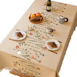 French Retro Jacquard Embroidery Tablecloth Light Luxury Rectangular Dining Table Cover Elegant Home Decor