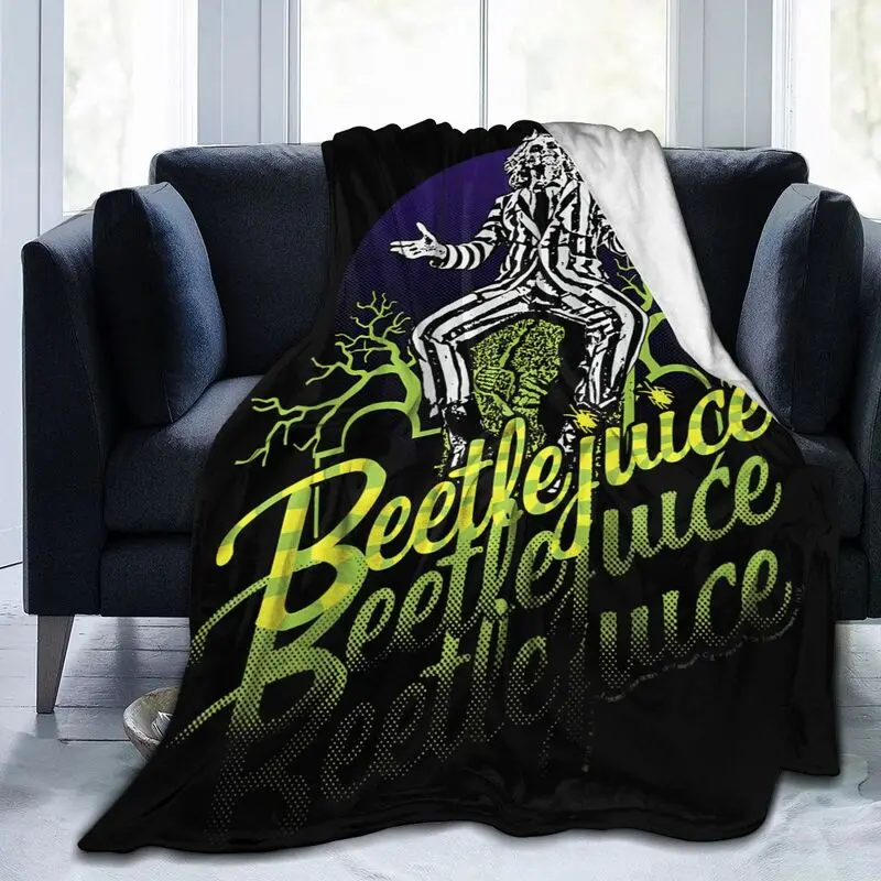 Beetlejuice Blanket Halloween Super Soft Comfortable Warm Blanket Fluffy Plush Lightweight Bedding Quilt for All Seasons Bed Sofa Couch 80"x60" Large Size for Men Women