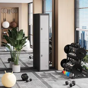 Employee 2-Door Locking Metal Locker  72 Inch  High  Dark Gray