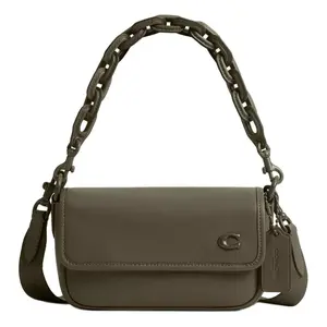 COACH Charter 18 Magnetic Snap Internal Multi-Pocket Glove-Tanned Leather Crossbody Shoulder Bag For Men In Green