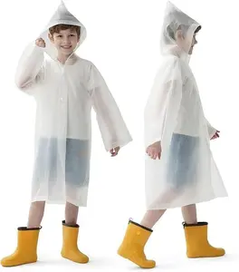 2 Pack Raincoats for Kids, Reusable Rain Ponchos with Hood and Sleeves Waterproof Rain Coats for Boys and Girls