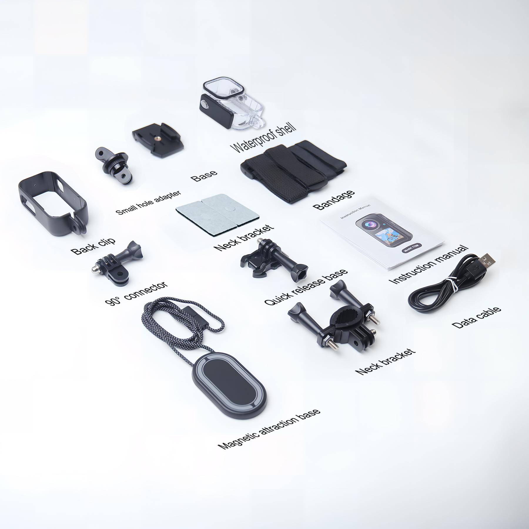 RyStar 4K 60FPS Action Camera 30MP Dual Screens (Front LCD + Rear Touch) 128GB Waterproof Underwater Cam 5X Zoom Remote Control Wearable Body Cam