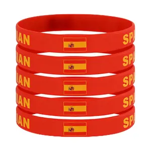 Silicone Spain Flag Soccer Wristband, Festive & Party Accessory for Sports Fans, Team Decor Supply