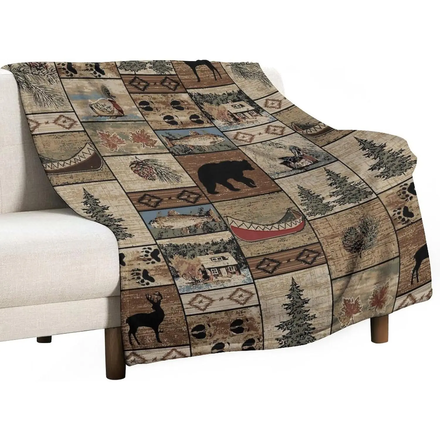 Retro Farmhouse Fleece Throw Blanket - Rustic Cottage Animal Country Motifs, Microfibre Fabric, Soft Warm Lightweight Thermal, Wrinkle Resistant, Machine Washable, for Sofa Bed, Valentine's Day Decor for Family Friends, 100×130cm(40×50inch), Animals