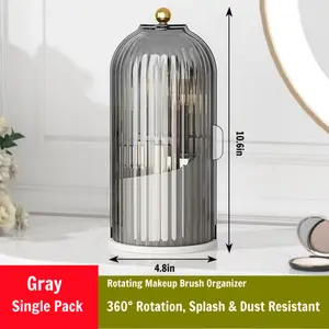 360° Rotating Clear Organizer for Toothbrush & Makeup Tools – Dustproof, Anti-Slip, Drainage, 3 Slots – Perfect for Bathroom Countertop – Easter Gift for Her, Spring Organization Must-Have