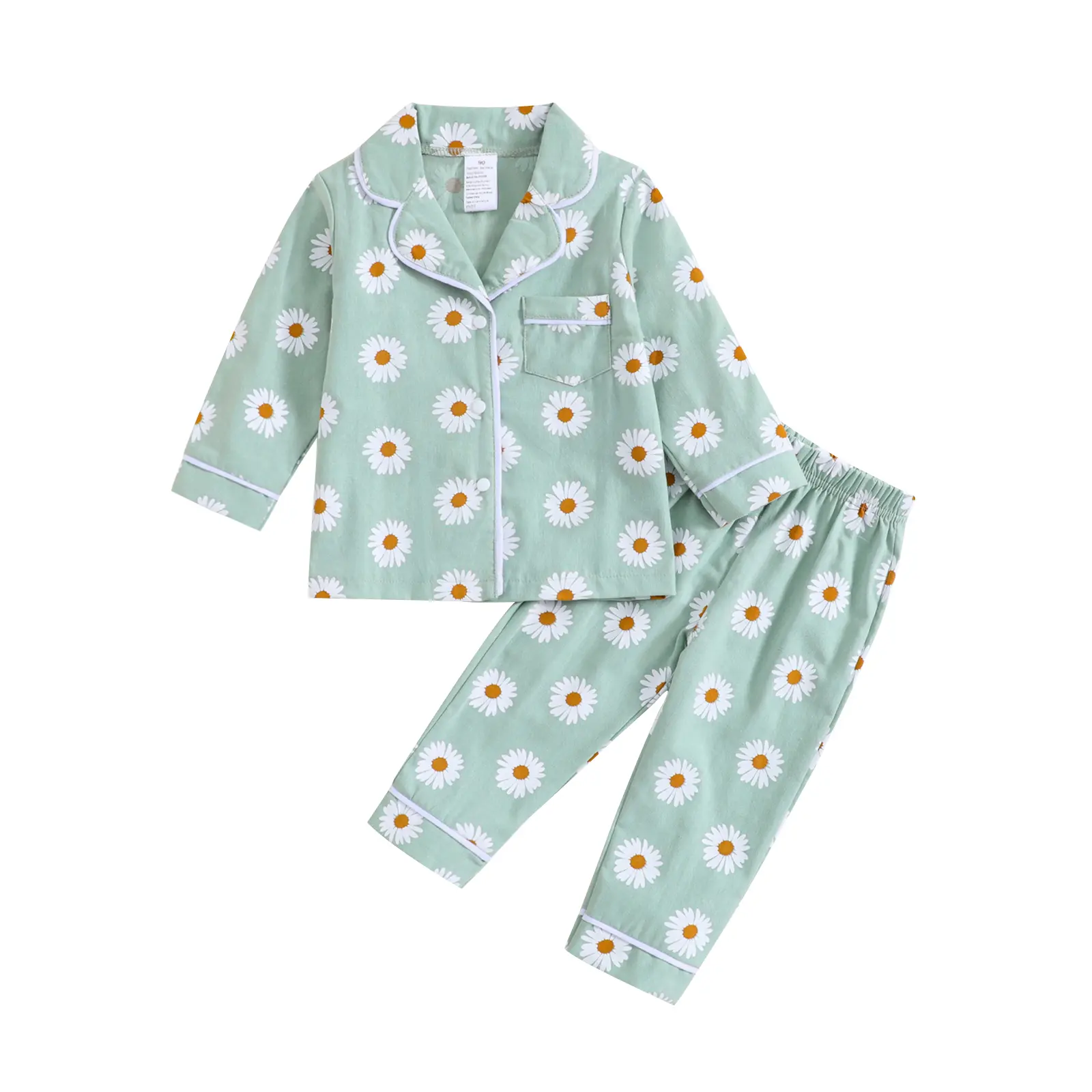 2-Piece Button-Up Pajamas for Girl Boy Long Sleeve Cotton Pajamas Set Toddlers Pjs Sleepwear Loungewear