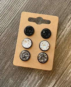 12mm black faux druzy stud earrings set new style trendy ear jewelry earring woman accessories women stud jewelry
