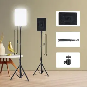 2PCS 10" LED Video Light Panel Kit with Telescopic Tripod, Video Light Adjustable 2200K-4500K Temperature for YouTube Creators, Live Broadcast Studio and Smartphone Lighting Solutions, #valentine's#new years