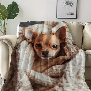 Chihuahua-Themed Soft & Warm Flannel Blanket - Perfect for Naps, Camping, Travel & Home Decor | Ideal Gift for Pet Lovers