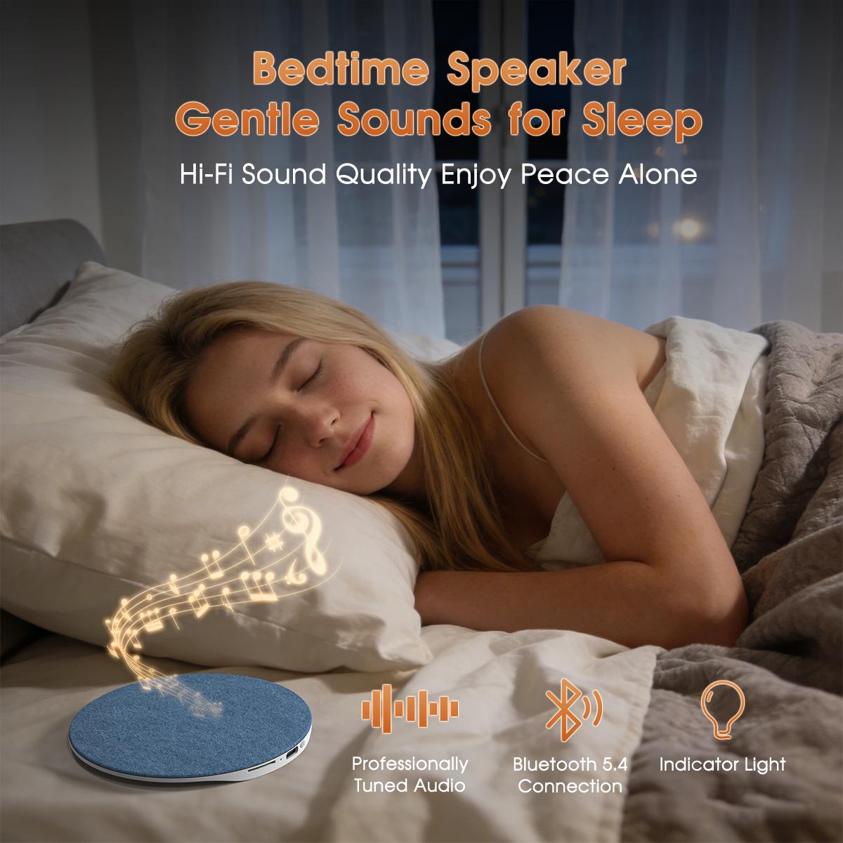 [Specifically for One Person Listening] Under Pillow Sleep Speaker, Ultra-Thin Personal White Noise Machine withBluetooth, Partner-Friendly Close-RangeAudio, Timer & Memory Function, Blind-TouchButtons