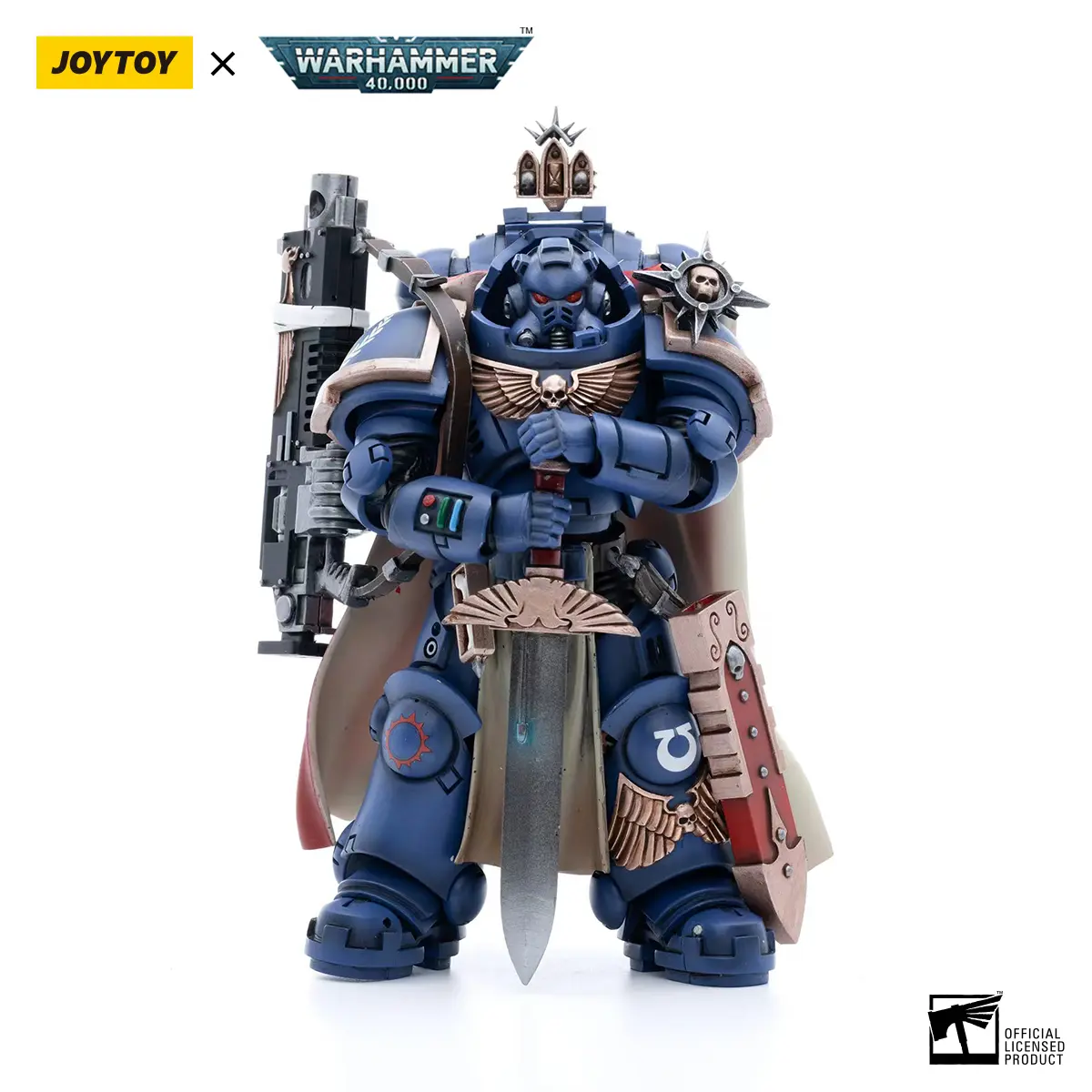 JOYTOY Warhammer 40000 Ultramarines Captain 1/18 Scale Action Figure JT3556 - Master-crafted Heavy Bolt Rifle Included, Detailed Unisex Adult Collectibles for Hobbyists