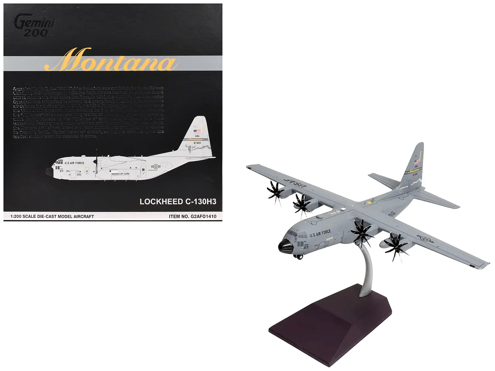 Lockheed C-130H3 Hercules Transport Aircraft "Montana Air National Guard" US Air Force 1/200 Diecast Model by GeminiJets