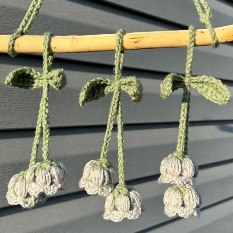 Crochet Lily of the Valley Keychains - Silver - Soft, Fully Adjustable, Perfect Gifts