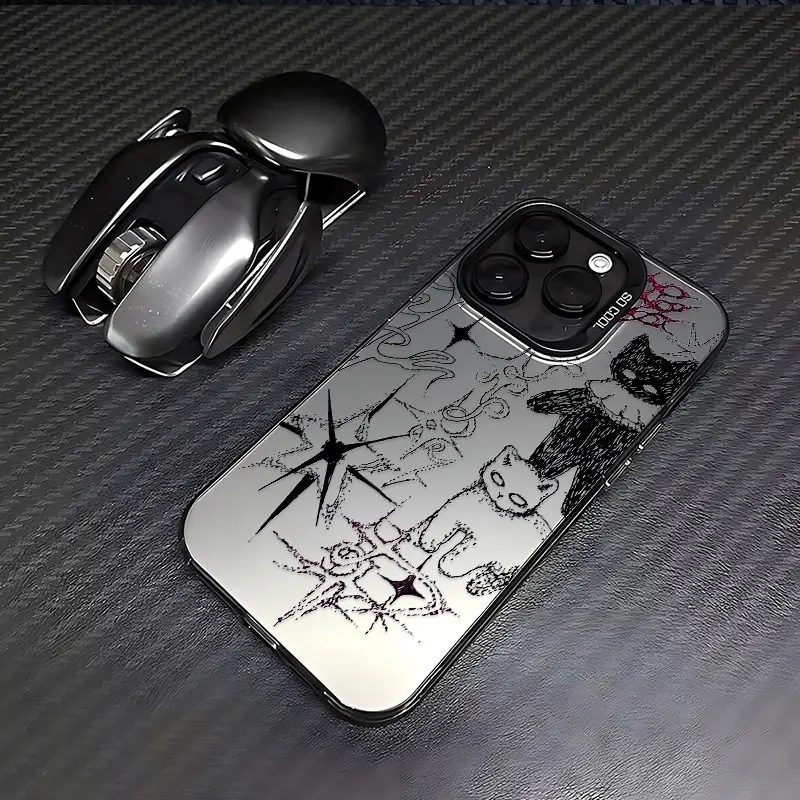 Clmj Y2K Cool Cat Phone Case for iPhone 17 16 15 14 13 12 11 Pro Max X XR XS MAX 8 7 Plus Anti-drop Matte Back Cover