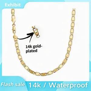 14K Gold Plated Figaro Chain Necklace 6mm 20/24 Inch Italian Cuban Link Anti-Tarnish Hypoallergenic Classic Men's Women Jewelry Gift