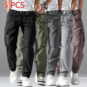 Men’s minimalist long pants, 5-pack, featuring an adjustable drawstring and pockets for easy carry, showcasing a casual, simple style—perfect for formal occasions and everyday work, an ideal gift for fitness enthusiasts.