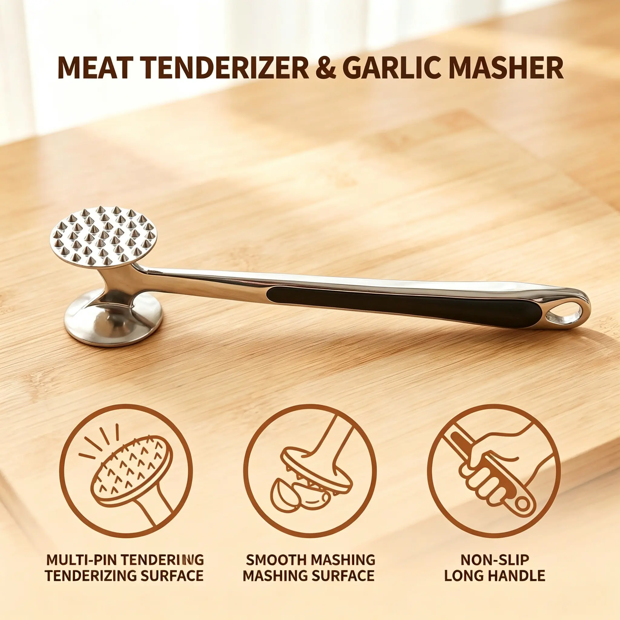 Meat Tenderizer Kitchen Mallet Hammer Tool Manual Pounder For Tenderizing Chicken Steak Beef Poultry