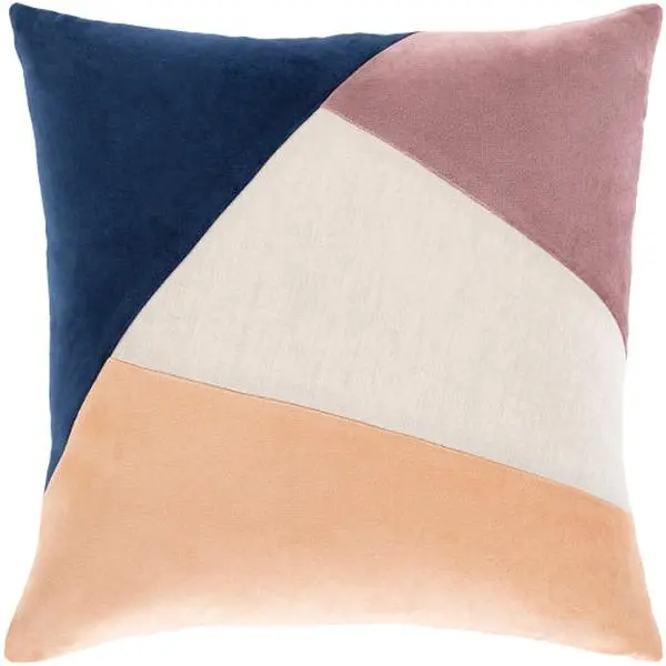 Moza Accent Pillow, Mauve, Light Beige, Peach, Navy