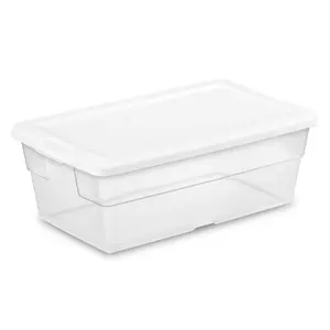 Sterilite 6 Qt Clear Plastic Storage Container Bin w/ Snap Close Lid, 24 Pack Boxes Organiser