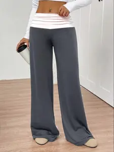 Women's Soft Comfortable Low Waist Colorblock Loose Yoga Pants, Casual Daily Wear, All Seasons, Versatile Long Sweatpants, Activewear, Relaxed Sweatpants