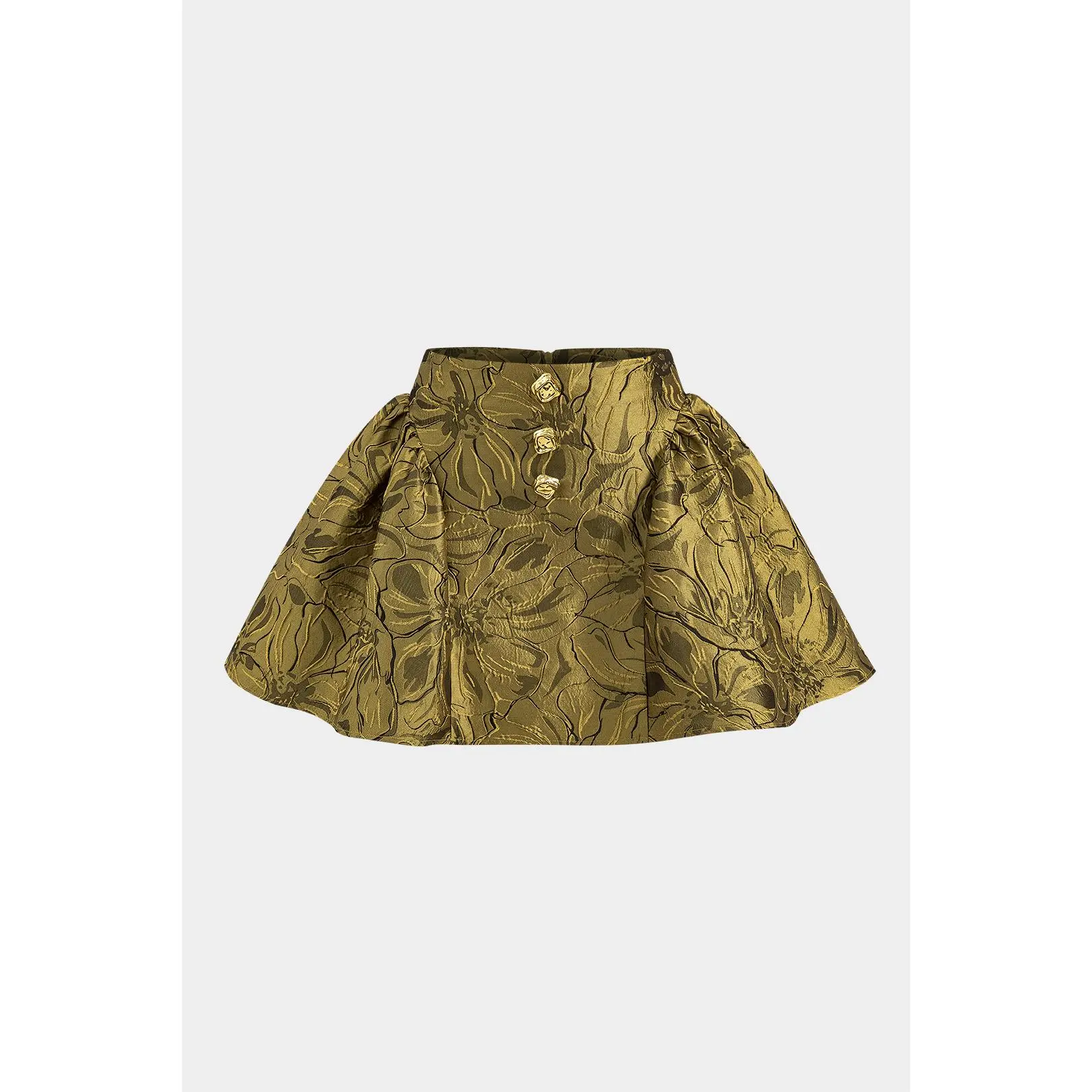 Metallic Puff Jacquard Skirt, Women's Fitted No-Stretch Mini for Social Party Wear with Zipper Detail, Bottoms
