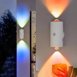 Smart Rechargeable LED Night Light with Motion Sensor - RGB GradientDimmable Wall Lamp for Indoor Ambient Lighting, Magnetic Step Lamp forBedroom, Entryway, Hallway, Desk or Stairs - Convenient Room Decor Lampuwith Easy Charging