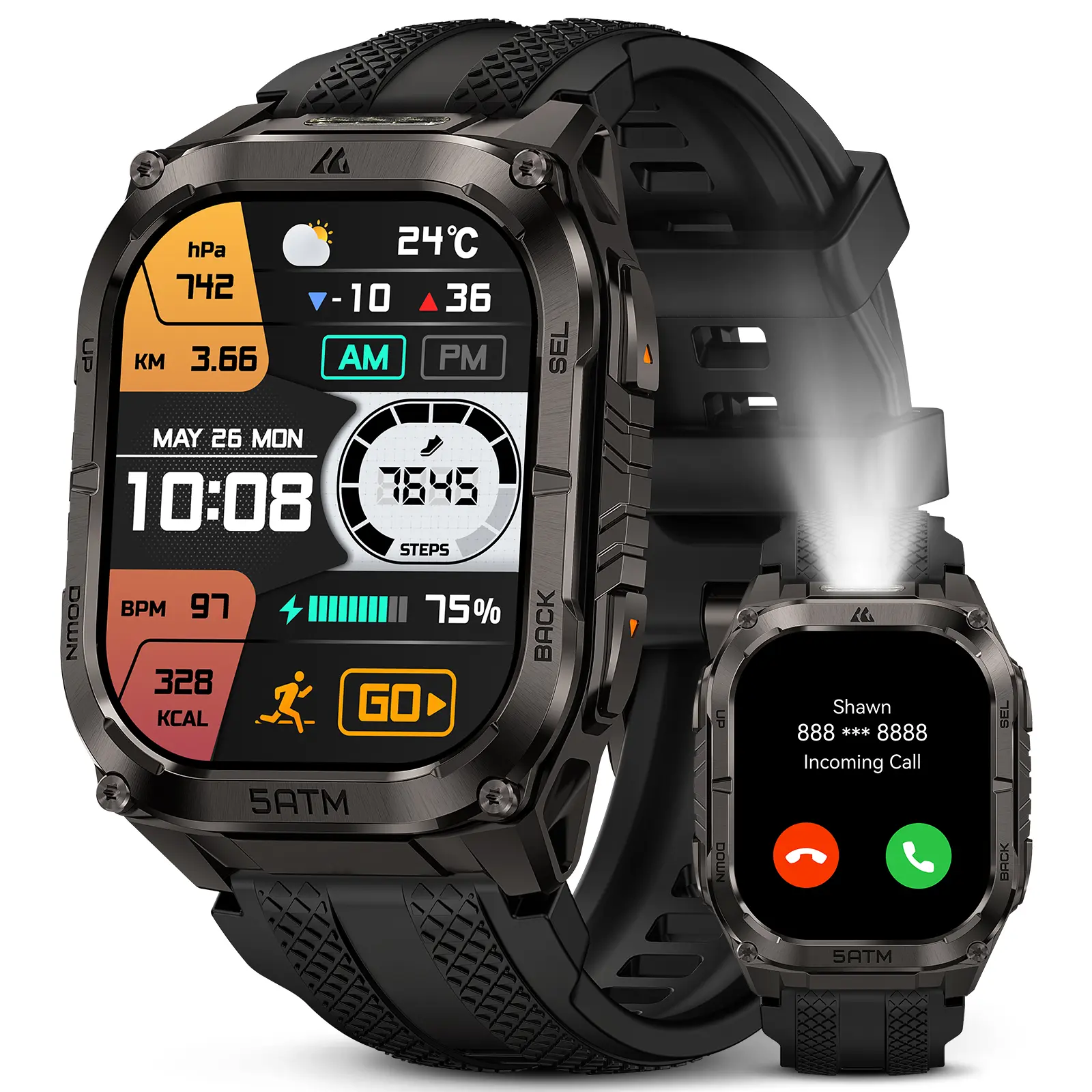 KOSPET Tank M4C Outdoor Smart Watch with GPS, 1.96" AMOLED Display, Built-in LED Flashlight & Walkie-Talkie, Long Battery Life, 50m Waterproof, Bluetooth Calls, 24/7 Heart Rate/Sleep Monitor KOSPET Tank M4C Outdoor Smart Watch with GPS, 1.96" AMOLED Display, Built-in LED Flashlight & Walkie-Talkie, Long Battery Life, 50m Waterproof, Bluetooth Calls, 24/7 Heart Rate/Sleep Monitor