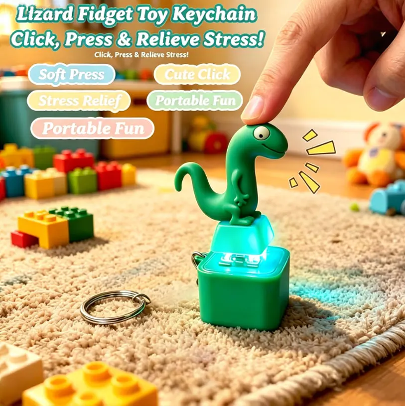 5PC Lizard&Seagull Button Press Keychain Bundle Set - Color-Changing, Sound Feature | Home Decor Hanging Supply, Perfect Adult Summer Gift