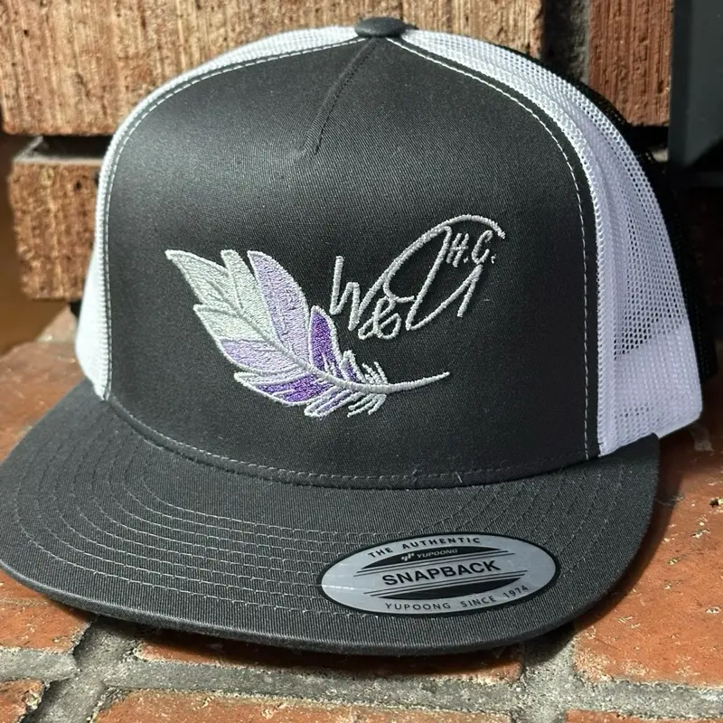 Purple Feather Embroidered Hat