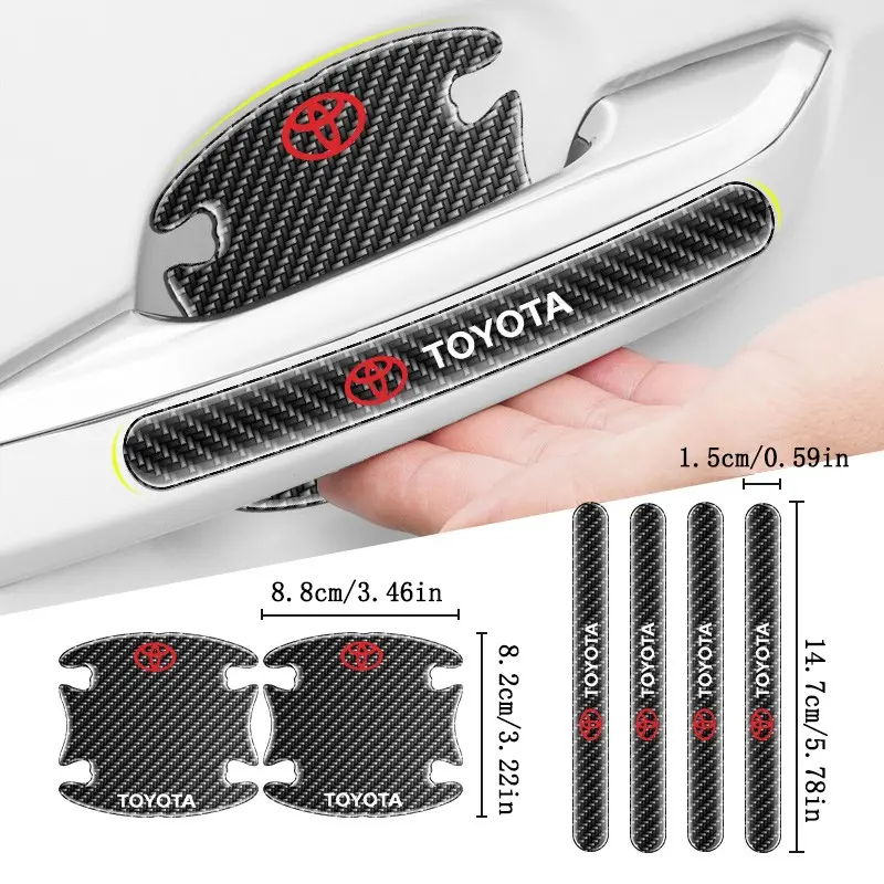 Car Door Handle Bowl Sticker Protector Auto Handle Anti-collision Strip Custom Fit For Toyota Camry Yaris Hilux Prius Avensis Auris Corolla Car Door Trim Sticker Car Stickers Car Accessories Car Decal Automotive Vehicle Accessory