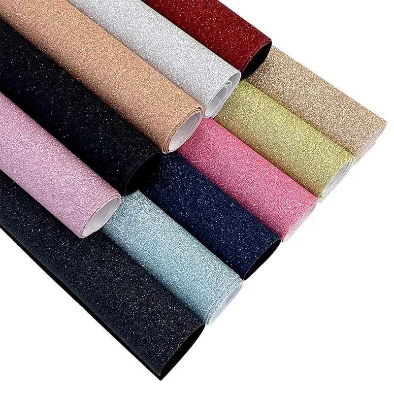 Colorful Glitter Fine Shaglet Faux Leather Patterned Fabric Roll, 12in x 53in (30cm x 135cm) – Ideal for Handmade DIY, Earrings, Wallets, Bags